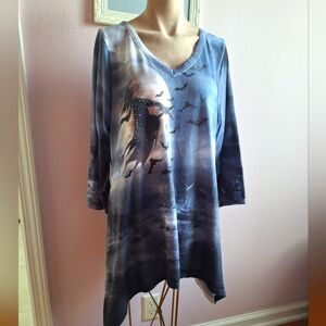 One World Halloween Asymmetrical flying Witch Top